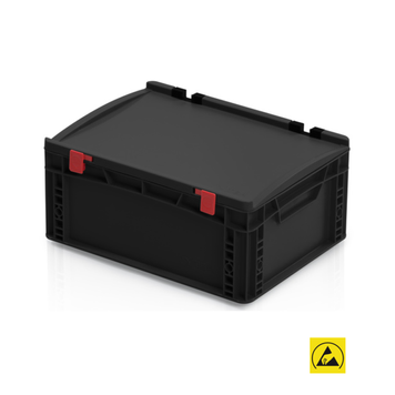 Євроконтейнер антистатичний закриті ручки з кришкою 40x30x18,5 см 967115 фото