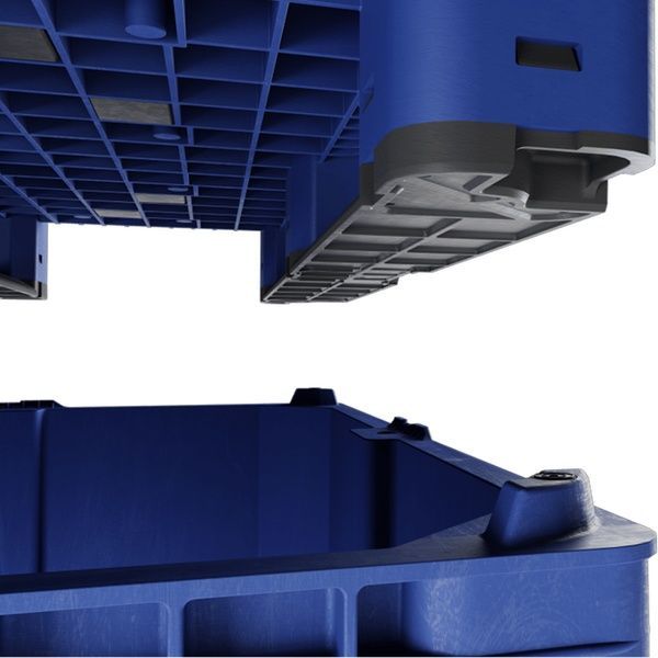 Контейнер Pallet Box (CL-3OR) NSC PE BK сплошной на полозах с углом для штабелирования 1300x1150x1250 мм Pallbox (CL-3R) SC (stacking corner) фото