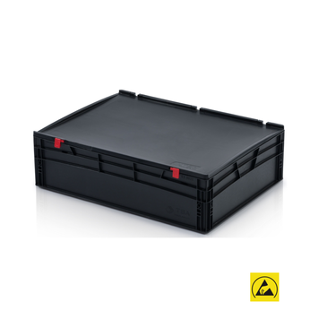 Євроконтейнер антистатичний закриті ручки з кришкою 80x60x23,5 см 966025 фото