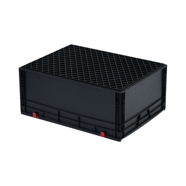 Євроконтейнер антистатичний закриті ручки з кришкою 80x60x33.5 см 966035 фото