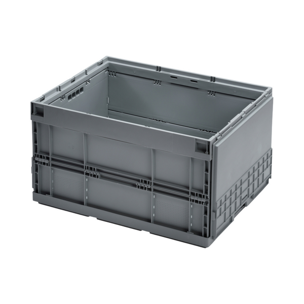 Складний контейнер з кришкою, відкриті ручки сірий 80x60x45 см 965844 фото