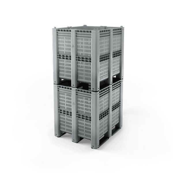 Контейнер Pallet Box (CL-3OR) NSC PE BK перфорированный на полозах без угла для штабелирования 1300x1150x1250 мм Pallbox (VE-3OR) NSC (no stacking corner) фото