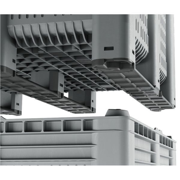 Контейнер Pallet Box (CL-3OR) NSC PE BK перфорированный на полозах без угла для штабелирования 1300x1150x1250 мм Pallbox (VE-3OR) NSC (no stacking corner) фото