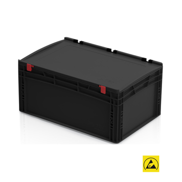 Євроконтейнер антистатичний закриті ручки з кришкою 60x40x28,5 см 967195 фото